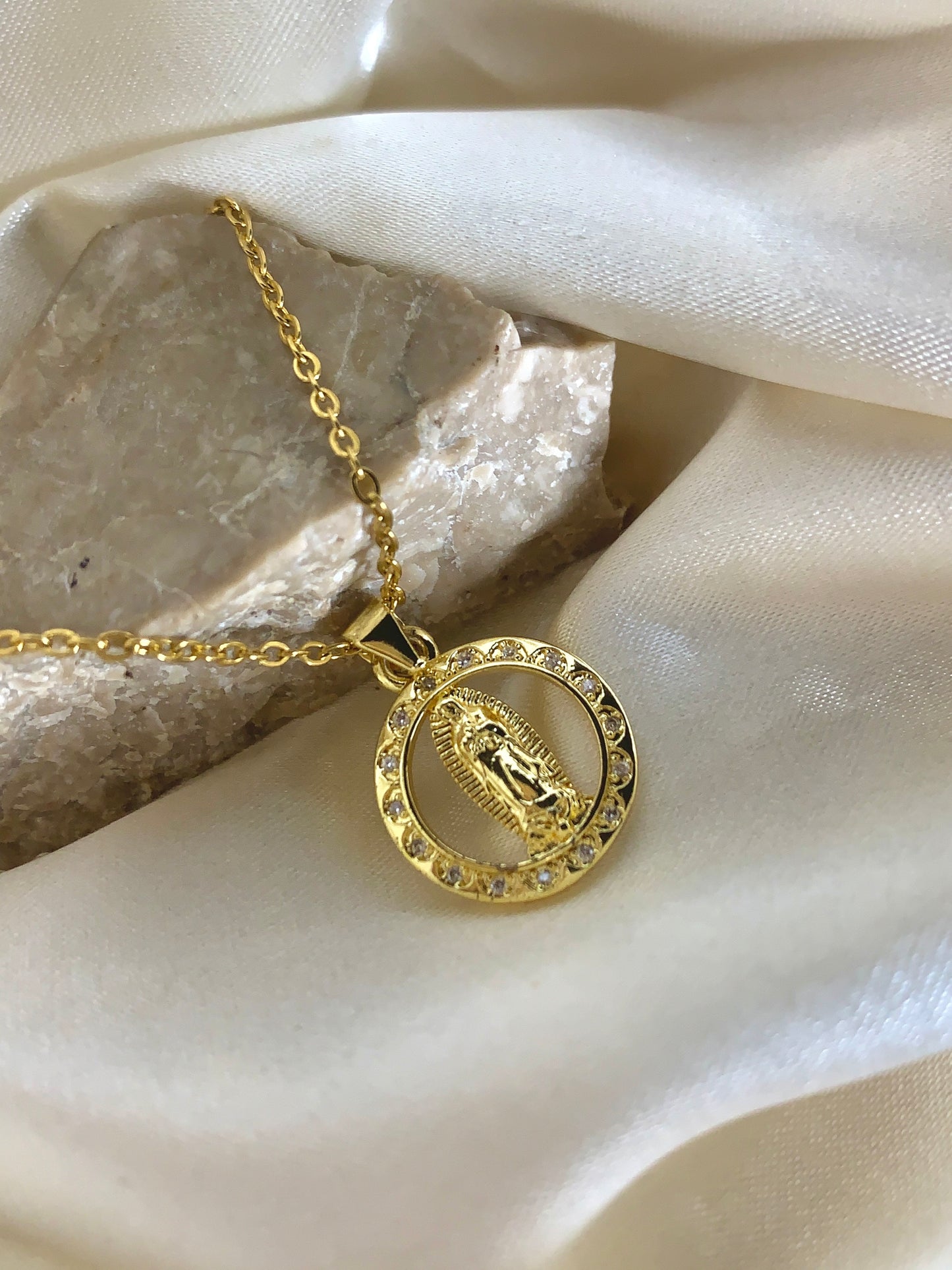 Our Lady of Guadalupe Crystal Necklace