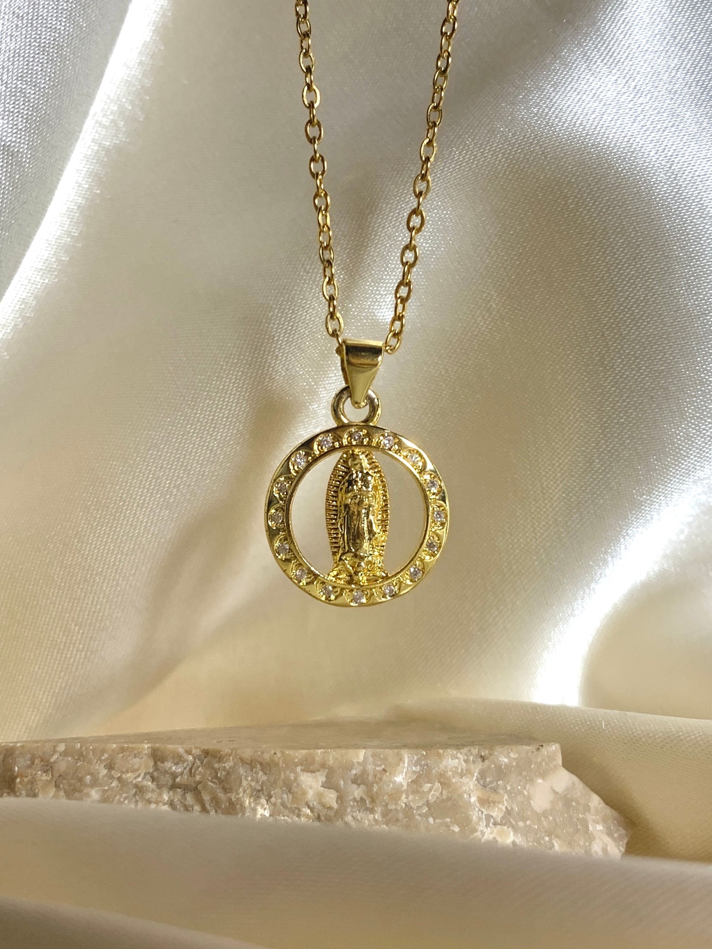 Our Lady of Guadalupe Crystal Necklace