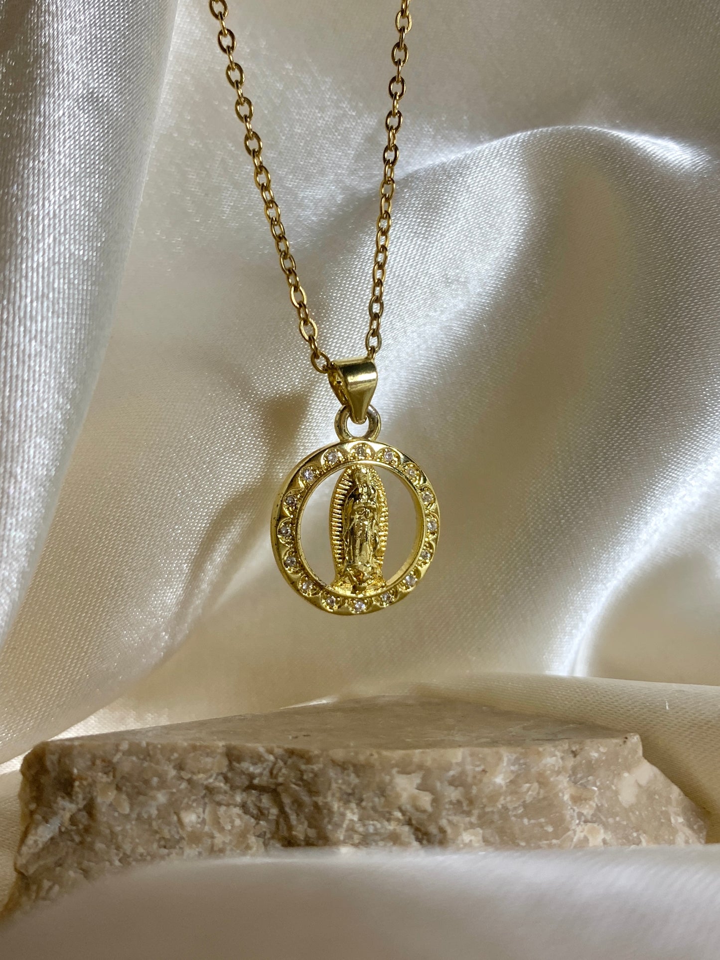 Our Lady of Guadalupe Crystal Necklace