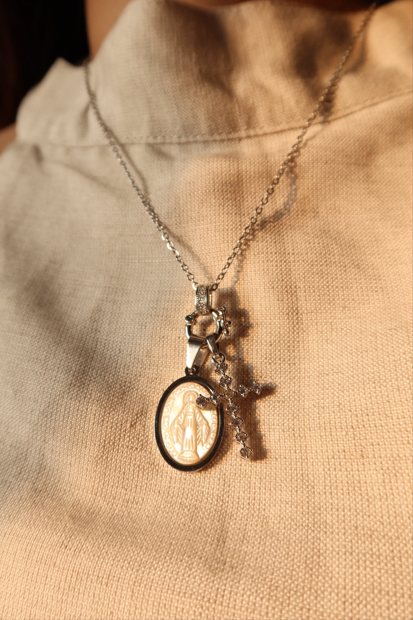 Miraculous Medal Pendant Pair