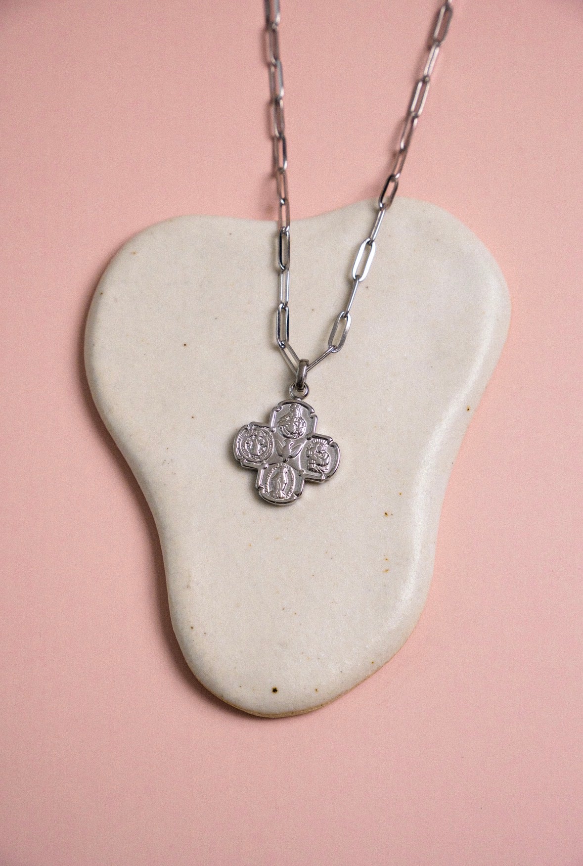 Four-Way Cross Necklace Silver