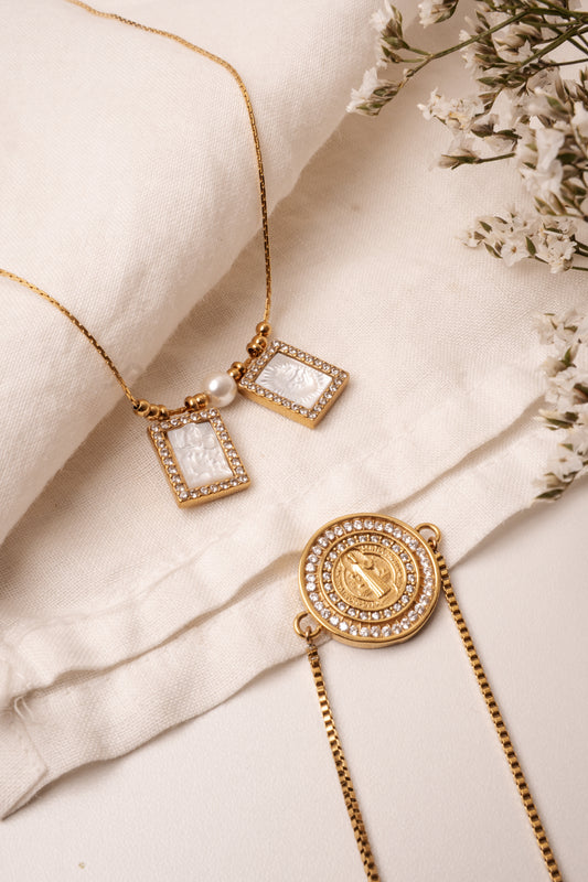 Cor Christi Pearl Scapular Set