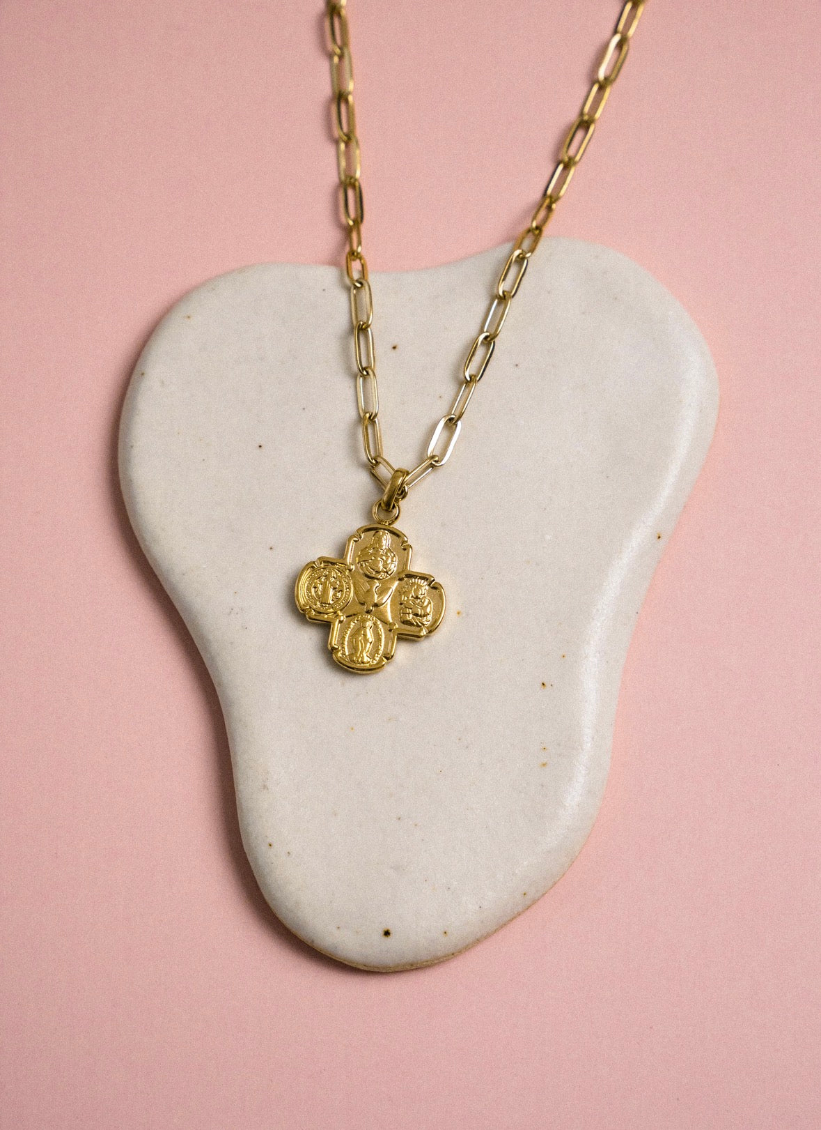 Four-way Cross Necklace Gold