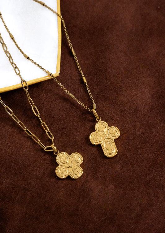 Four-way Cross Necklace Gold