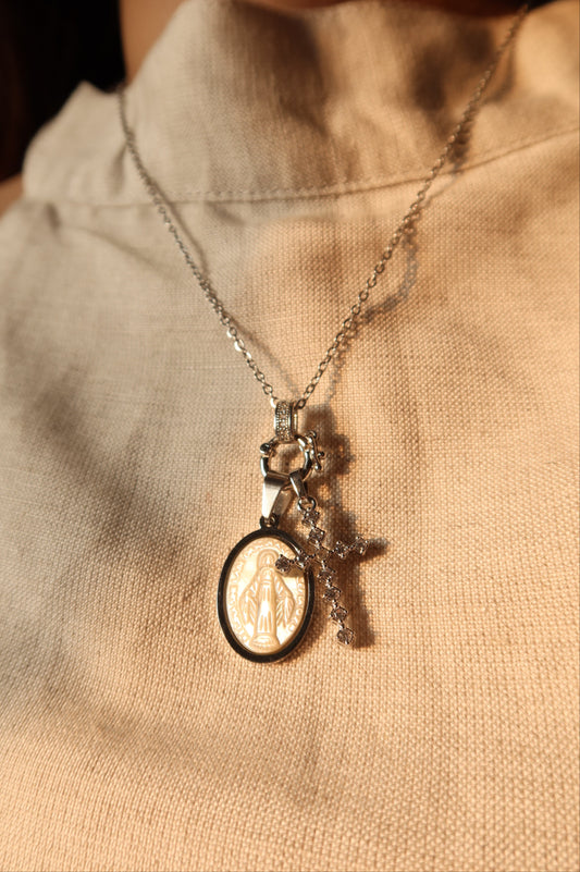 Miraculous Medal Pendant Pair